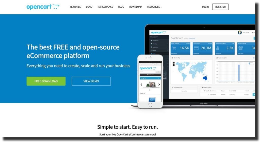 opencart website screenshot Best Ecommerce Platforms