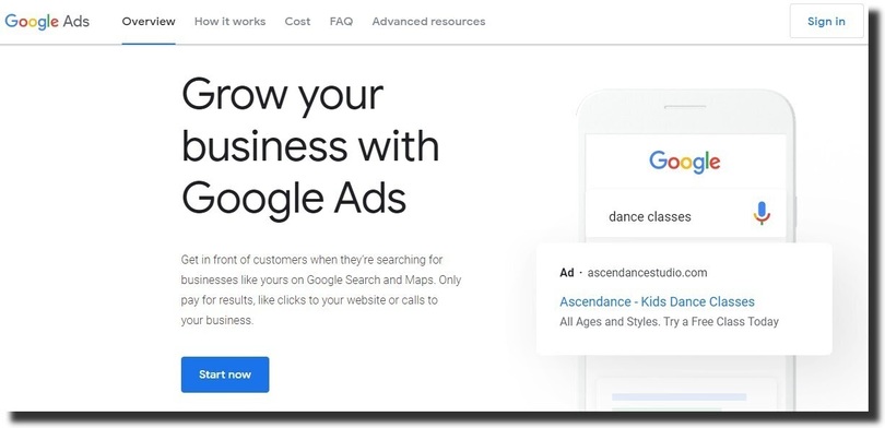 Google ads sign in
