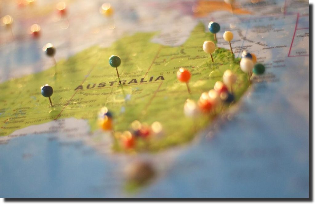 image of Australia on the map